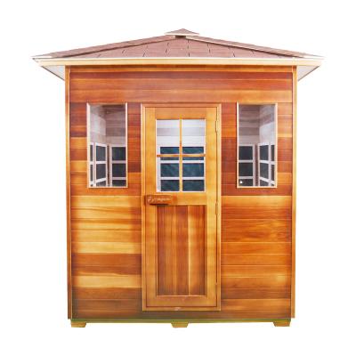 China Computer Control Panel Red Cedar 3 Person Carbon Heater High Quality Outdoor Infrared Sauna Room for sale