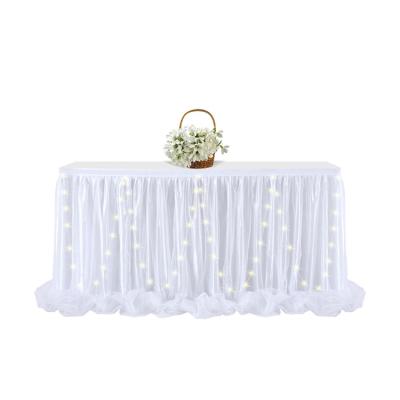 China Disposable Design To Wedding Baby Cover Tulle Table Wholesale Fancy Standing Skirt for sale