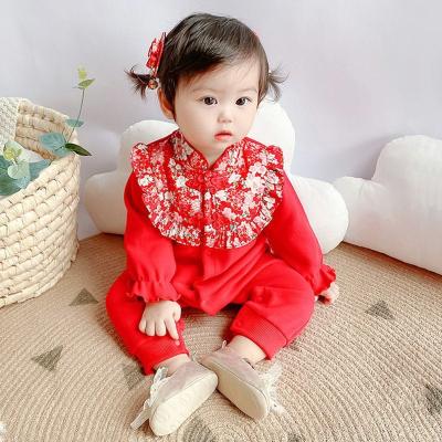 China Chinese Style Anti-pilling Infant Baby Spring Festival Romper Baby Overalls Baby Shower Dresses for sale