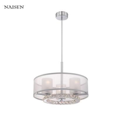 China Modern Dry Environment Design Crystal Pendant Light White Glass 120V Pendant Lamp for sale