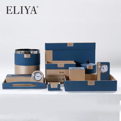 China Eco-friendly Gold / Blue MDF Hotel Leather Product Set For Guest Room For Sale Te koop