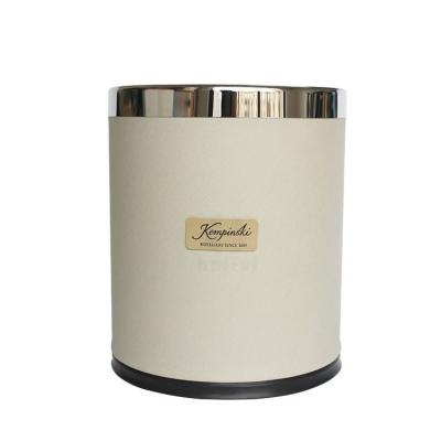 China Indoor Metal Material Iron Bucket Hotel Bathroom Trash Stored Waste Rubbish Bin for sale