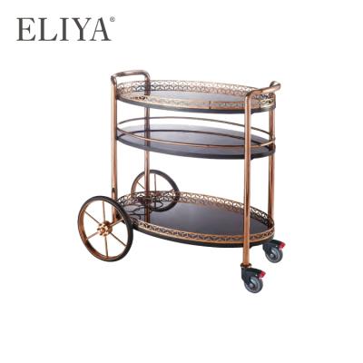 China Easy Assemble New Hotel Room Service Tables Restaurant Food Cart Antique Wooden Serving Cart for sale