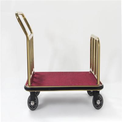 Cina 2 Fixed Casters & 2 Swivel Casters Stainless Steel Hotel Iron Serving Hanger Luggage Cart Hotel Carts in vendita