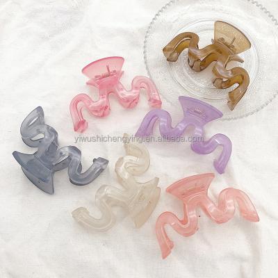 China Stylish Fashion Large Jelly M-Shaped Color Clip Ponytail Hair Clips Ponytail Hair Clips Headdress Hair Claws for sale