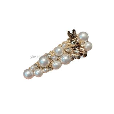 China Korean girl hairpin side bear ear rabbit fashion pearl temperament BB girl clip hits clip duckbill clip hot sale for sale