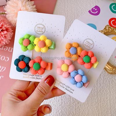 China 2021 new fashion children's hair accessories baby hair clips flower color matching hairpins for sale