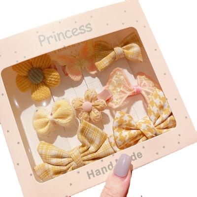 China Fashion simple children's fashion sequin bow three-dimensional flower cloth hair accessories hairpin 8 pieces gift box for sale