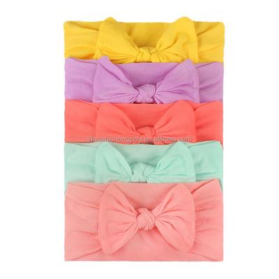 China Fashion 5pcs Soft Nylon Wide Band Baby Bow Baby Headbands Creative Cute Princess Hair Accessories and Comfortable Hairbands for sale