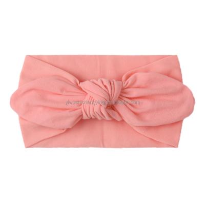 China New Baby 23 Fashion Color Hair Band Kids Hair Accessories Soft Wide Nylon Rabbit Ear Hair Band Baby Headband Solid Color for sale