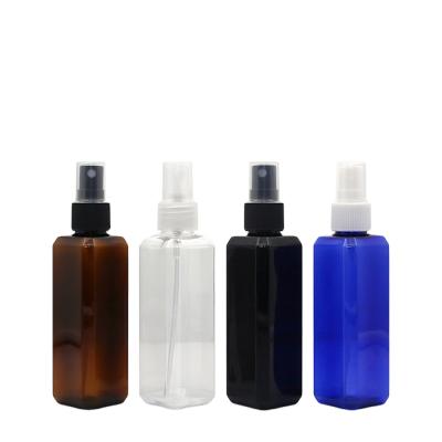 China IBELONG 100ml Beauty PET Amber Blue Clear Black Square Plastic Mist Spray Pump Bottle for sale