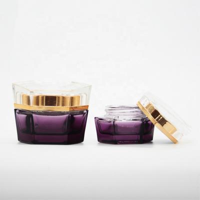 China High Quality Cosmetic Containers Purple Color Personal Care Empty Skin Care Glass Bottle For Face Cream for sale