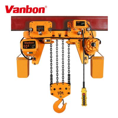 China Hot Selling 10 Ton Motorized Trolley Chain Hoist Low Headroom Type For Limited Space Construction for sale