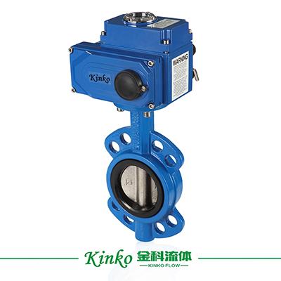 China DN80 Cast Iron Mining Wafer / Flange Soft Sealing Electric Butterfly Valve for sale