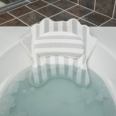 China 3D Pillow Breathable Air Bath Mesh Bathtub Pillow PU Non-Slip Soft Spa Bath Pillow with Back and Headrest Cushion for sale