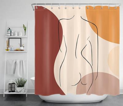 China Viable Wholesale Bathroom Shower Curtain Waterproof Polyester Print Fabric Bath Shower Curtain for sale