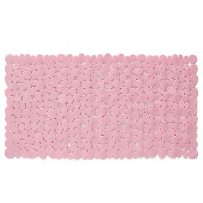 China PVC Tub Covers Durable Anti-Slip Waterproof Textured Cobblestone Printed Bath Mats With Suction Cup for sale