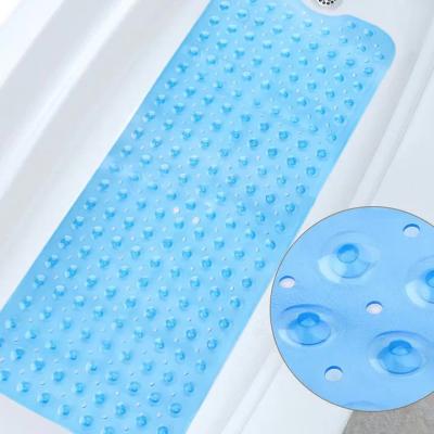 China Bathlux Transparent Blue Bathroom 40X16Inch PVC Bathtub Mat Slip Resistant Hot Selling Hot Selling Shower Mat for sale