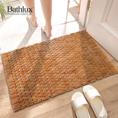 China Sustainable Hot Selling Bamboo Bath Mat Bathlux Anti Slip Bath Mat Eco-friendly Hotel Mats Waterproof Wooden Bathroom Mat for sale