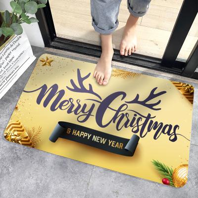 China Minimalist Style Christmas Bath Mats Comfortable Non-Slip Printed Washable Microfiber Bathroom Covers for sale