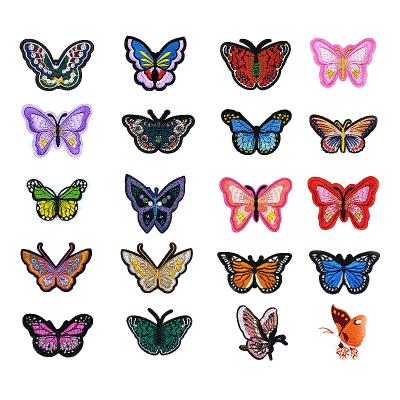 China 3D patch embroidery bordado custom embroidered apparel iron on labels for apparel parche ropa butterfly embroidery patches for sale