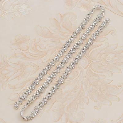 China new style 3D chain style handmade rhinestone beaded diamond patches iron on hot transfer appliques patch for sale