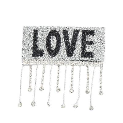 China Free Sample 3D Patch Iron On Rhinestone Patch Rhinestone Heat Transfer On Rhinestone Applique Crystal Patch for sale