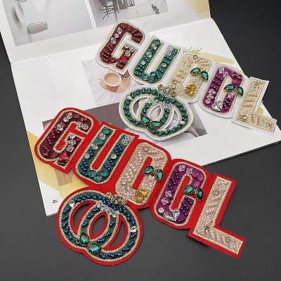 China 3D Rhinestones Trim Patches Crystal Rhinestone Patch Rhinestone Applique Rhinestone Letter For Sew On Patch for sale