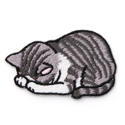 China Adorable Animal 3D Cat Embroidery Iron Patches Embroidery Patches Iron Sew On On Patches Badge Applique for sale