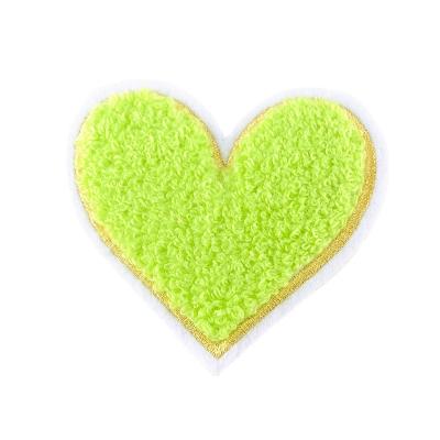 China Viable Wholesale 12 Color Heart Custom Iron On Patches Towel Chenille Patches for sale