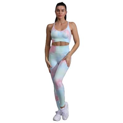 China Seamless Yoga Suits Clothing Yoga Pants Gaiters Gym Woman Yoga Tie Dye Gaiters Sweat Suits High Waist Breathable Wholesale Sportswear for sale