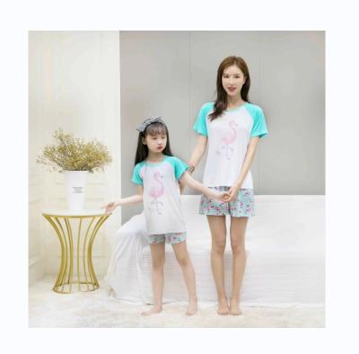 China Wholesale Hot Selling Soft Breathable and Comfortable Mom and Daughter Pajamas Set Short Sleeve Shorts Custom Made Style for sale