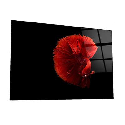 China Yard Generic Wall Art Home Office Hotel Decor Fighting Fish Pattern Printing Tempered Glass for sale