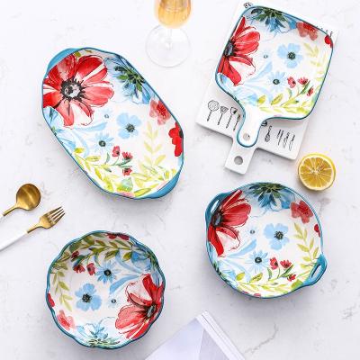 China Sustainable Fish Dish Restaurant Ceramic Rice Dish Dishes Sets Handmade Tableware Porcelain Dishes for sale