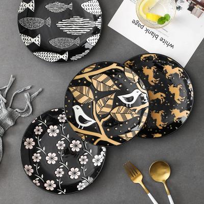 China Sustainable Hot Selling Handmade Japanese Ceramic Dish 8 Inch Ceramic Dessert Tableware for sale