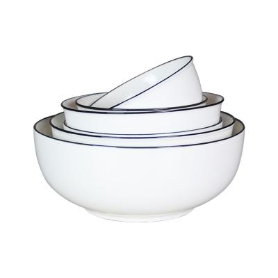 China New High Quality Viable Bone china set hot sale black rimmed bowl for sale