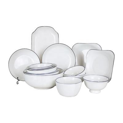 China OEM Customized Ceramic Kitchenware Products Melamine Stocked Simple Eco-friendly Cookware Set 72 Pieces for sale