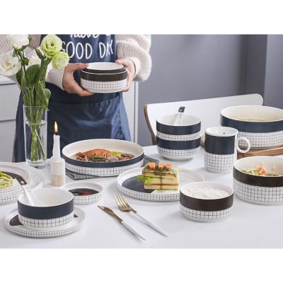 China Sustainable Living Room Tea And Coffee Sets Modern Nordic Ceramic Porcelain Dinnerware Sets for sale