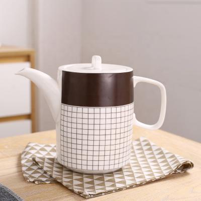 China Store Viable Modern Porcelain Cafe Style Coffee and Tea Cup Ceramic Nordic Dinner Sets Teapot and Cups for 6 People for sale