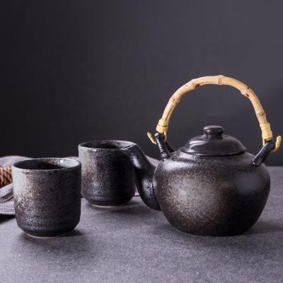 China 2022 Most Viable Products Wholesale Black Japanese Korean Style Porcelain Portable Ceramic Teapot Cutlery for sale