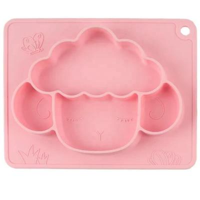 China Waterproof Kids Lunch Dinner Bowl Food Grade Divided Dish Baby Exercise Silicone Cloud Place Mat Dish for sale