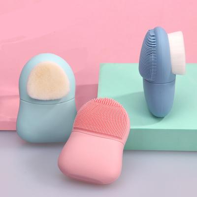 China 2023 New Design Double Side DEEPLY CLEANING 2 in 1 Skin Care Silicon Hand Wash Face Scrubbers Facial Cleansing Brush Deep Cleansing Pad for sale