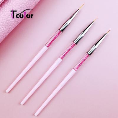 China NAIL Low MOQ Private Label Nail Brushes Pink 3pcs Pincel Gel Nail Coating Brush for sale