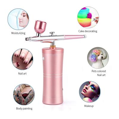 China 2 Aerografo Reposteria Cordless Makeup Oxygen Spray Gun Airbrush Kit Compressor Pets Nail Art Spray Paint Kit JZ08 for sale