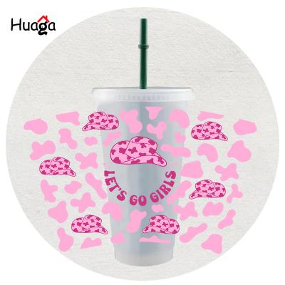 China Wholesale Waterproof Huaga Ready To Transfer DTF Mug Wrap Vinyl UV Transfers Custom Designs For Mugs Coffee Mugs Tumblers for sale