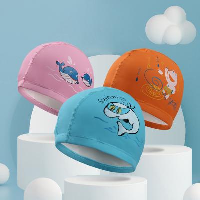 China Children's Waterproof Cartoon Waterproof Cartoon Elastic Printed Cute Bathing Hat For Children for sale