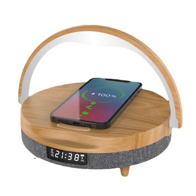 China New 2022 Function BT Wireless Charger CO156 5IN1 Speaker LED Alarm Clock Wireless Charger Multifunction CO156 for sale