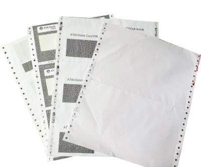 China Dot Matrix Machine Carbonless Pay Slip Form Confidential Security Wrap For Card Pin Or Password for sale