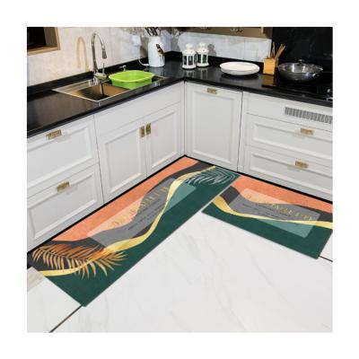 China Hot Selling Multi Style Polyester Washable Crystal Velvet Kitchen Mats 2 Pieces for sale