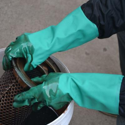 China Industrial Labor 15mil Latex Green Color Chemical Resistant Latex Glove for sale